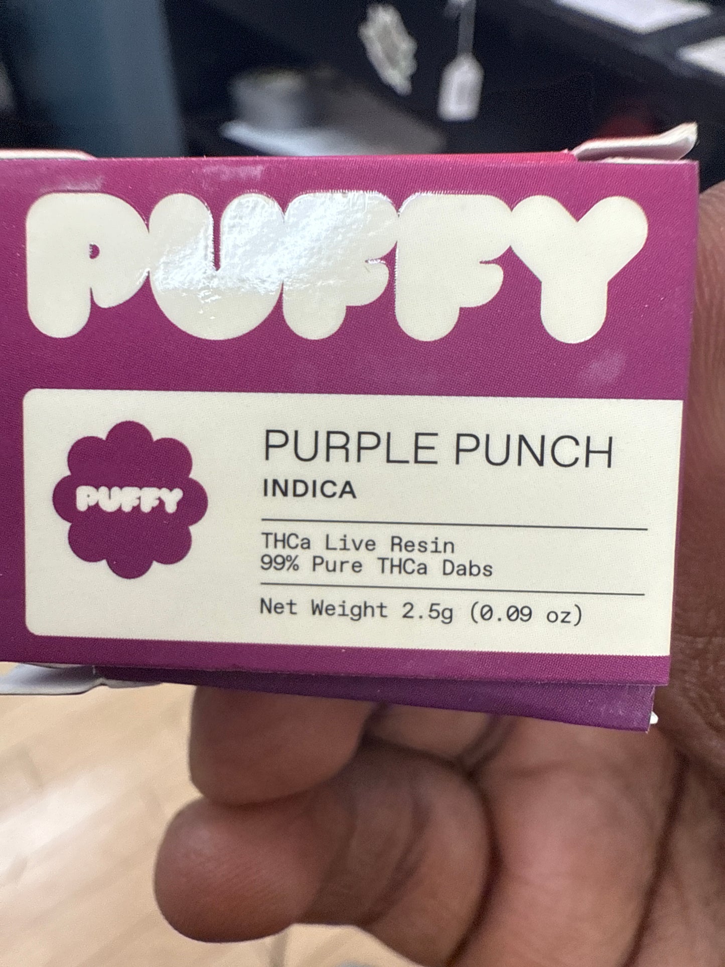 Puffy 2.5 gram live resin Purple Punch