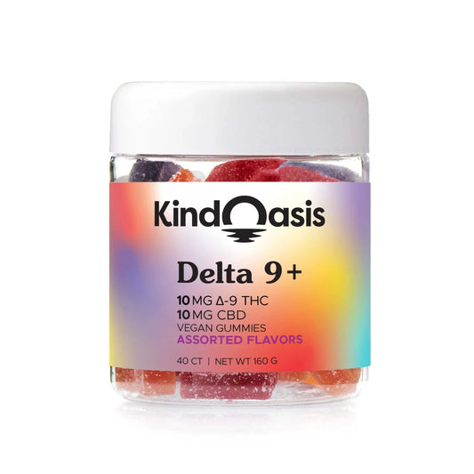 KIND OASIS — D9/CBD 10mg ASSORTED FLAVORS VEGAN GUMMIES