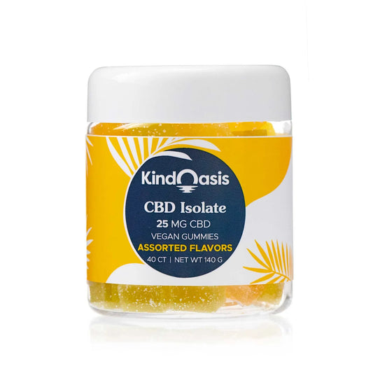 KIND OASIS — CBD 25mg ISOLATE ASSORTED FLAVORS VEGAN GUMMIES